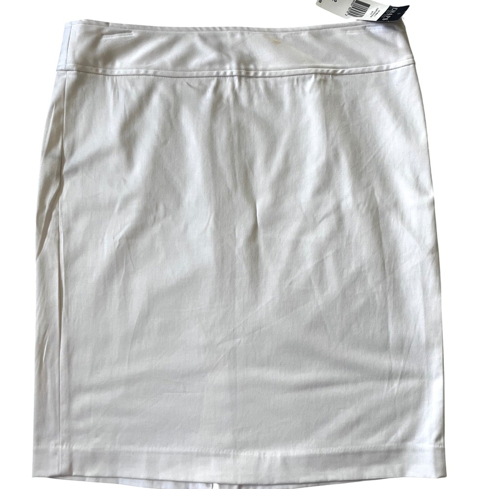 Chaps Modern White Knee Length Straight Pencil Skirt Size 12 Career